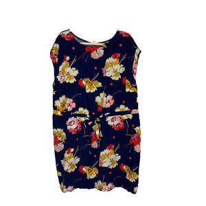 Old Navy Summer Dress Sz 2X Navy Polka Dot Floral Cinch Waist Lightweight